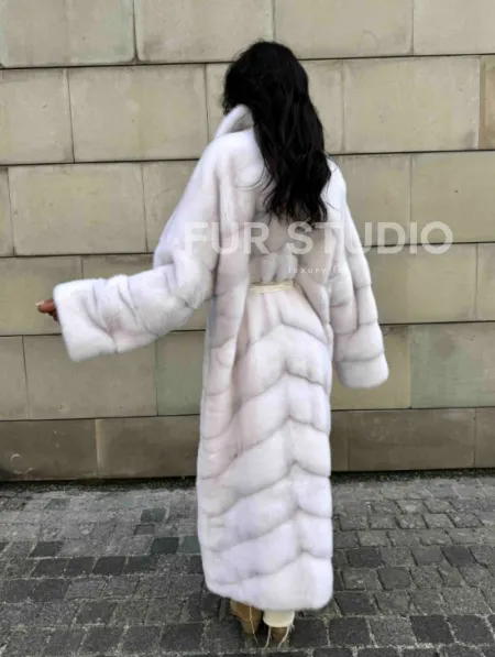 Норковая шуба с английским воротником - цвет колотый лед - фото 11