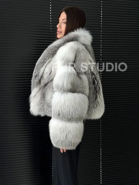 Шуба из меха арктической лисы - белая - фото 6