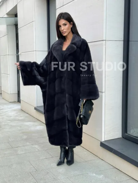 Манто из аукционной норки в цвете графит - фото 9