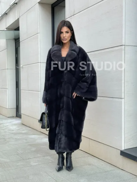 Манто из аукционной норки в цвете графит - фото 11