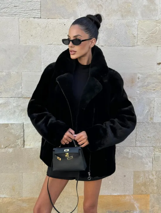 Черная косуха (куртка) из скандинавской норки - фото 10