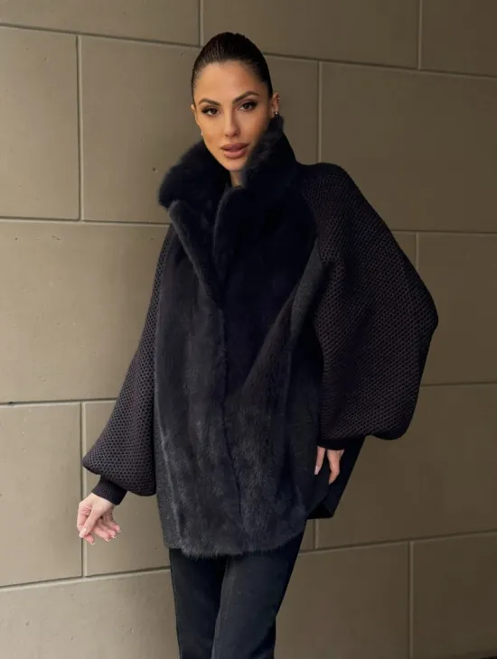 Шерстяная женская куртка с отделкой из меха норки - фото 10