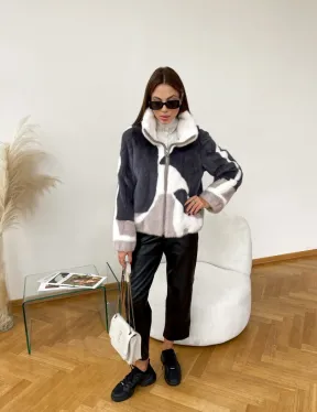 Модная норковая куртка на молнии - фото 5