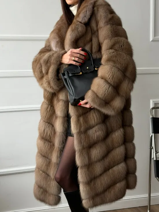 Шуба из куницы - английский воротник - фото 2