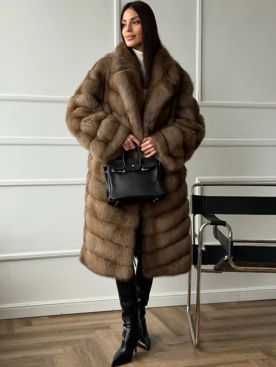 Шуба из куницы - английский воротник - фото 8