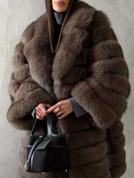 Шуба из песца под соболь - английский воротник - фото 3