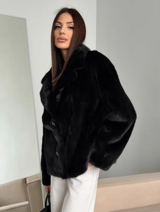 Черная короткая норковая шуба - автоледи - фото 6