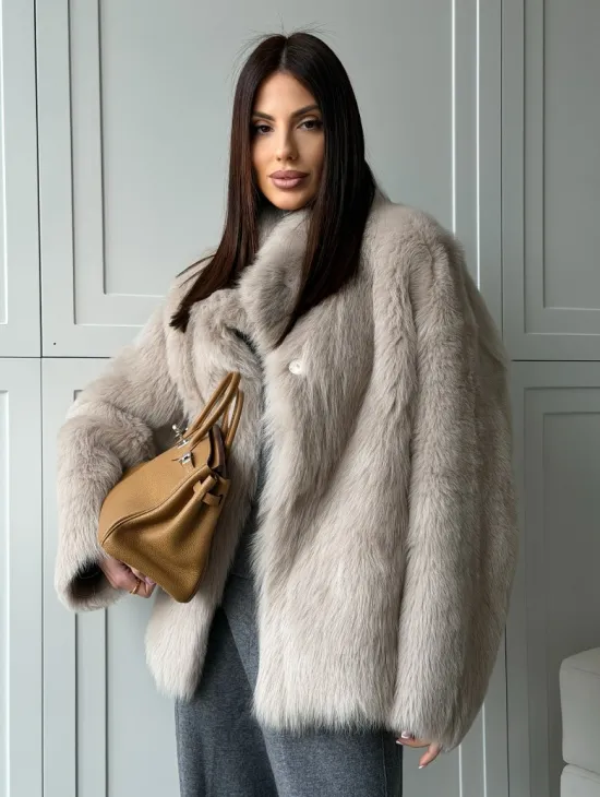 Бежевая дубленка из тосканы - фото 11
