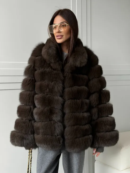 Шуба из натурального песца под соболь - фото 11