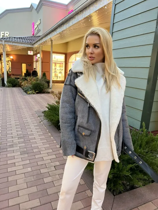 Дубленка - авиатор из винтажной кожи - фото 1