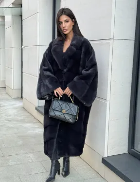 Манто из аукционной норки в цвете графит - фото 0