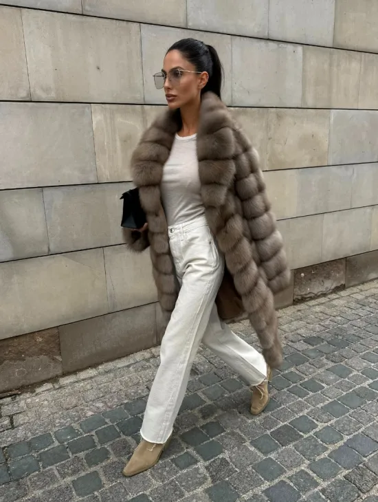 Шуба из куницы женская - цвет тор-тор - фото 11